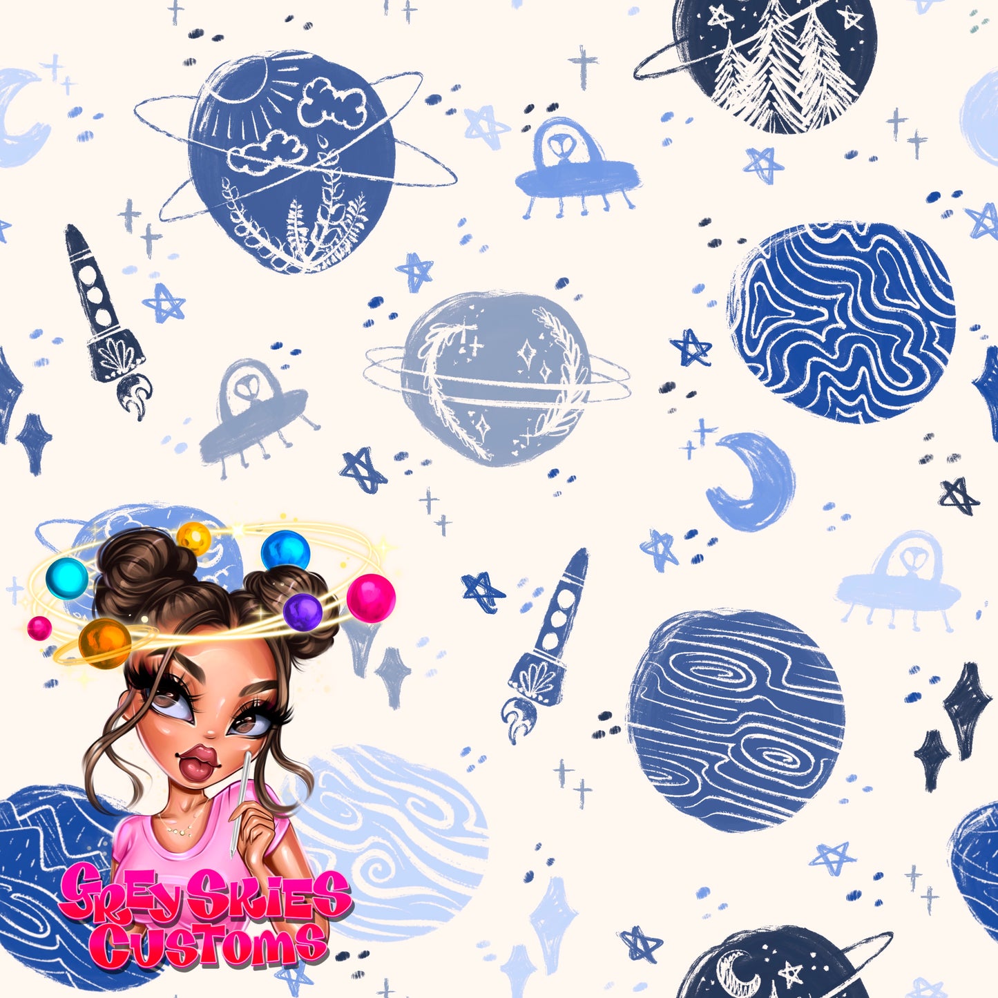 Blues Planet Doodle- White 🪦