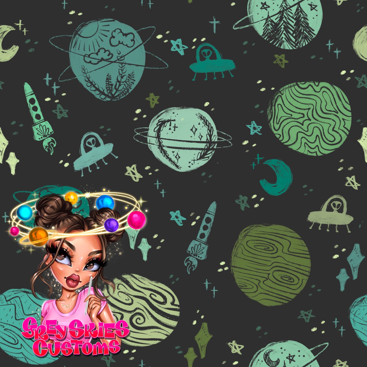 Moody Space Doodle- Grey 🪦