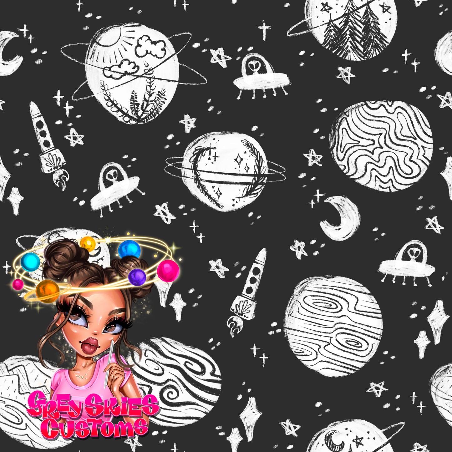 White Space Doodle- Grey 🪦