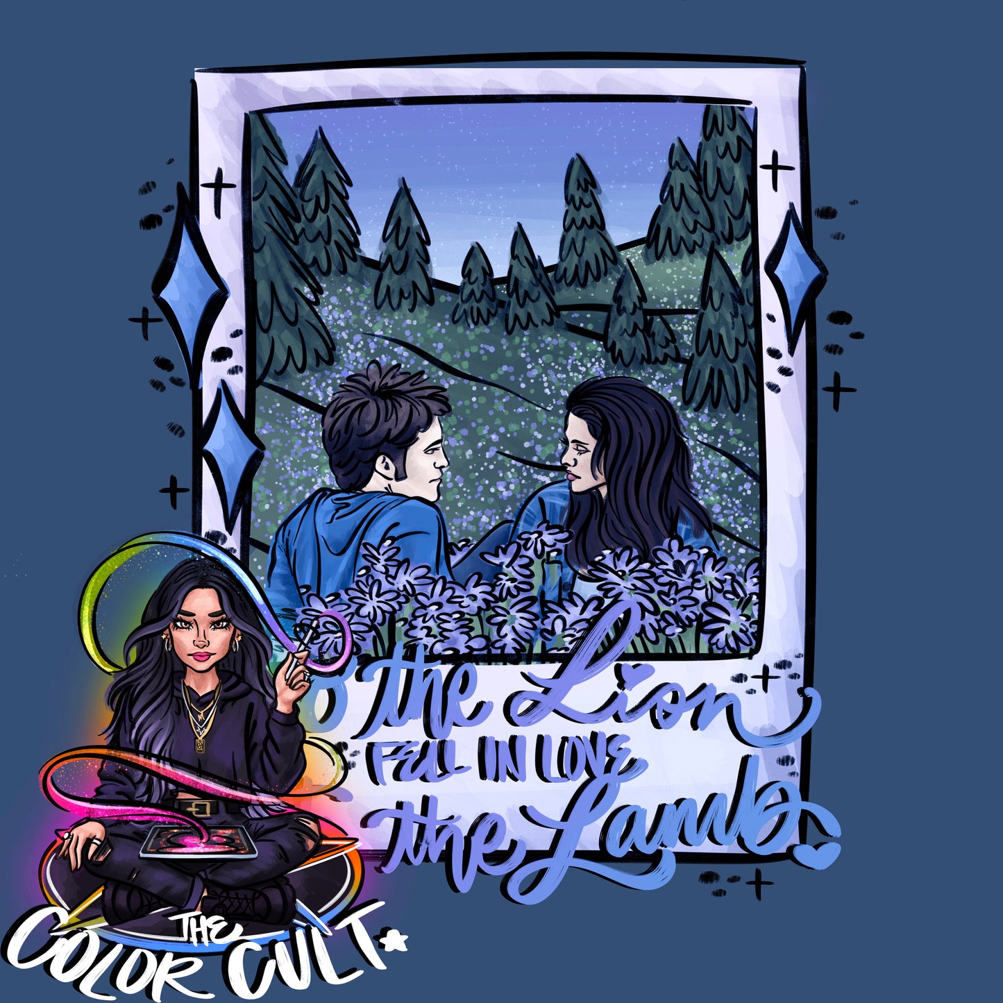 Lion & Lamb T-shirt PNGs- Blue Hue