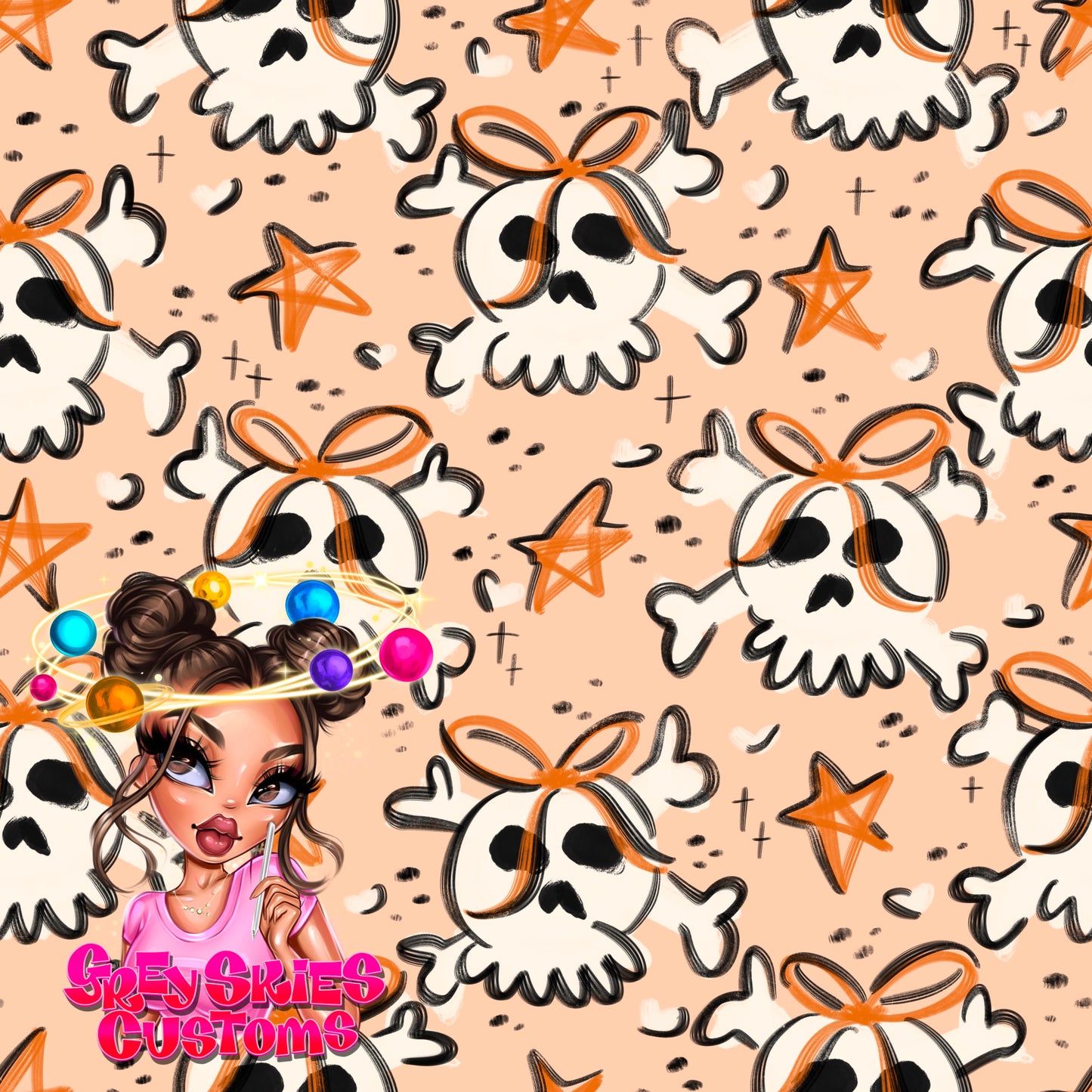 Skully Doodle- Orange 🪦
