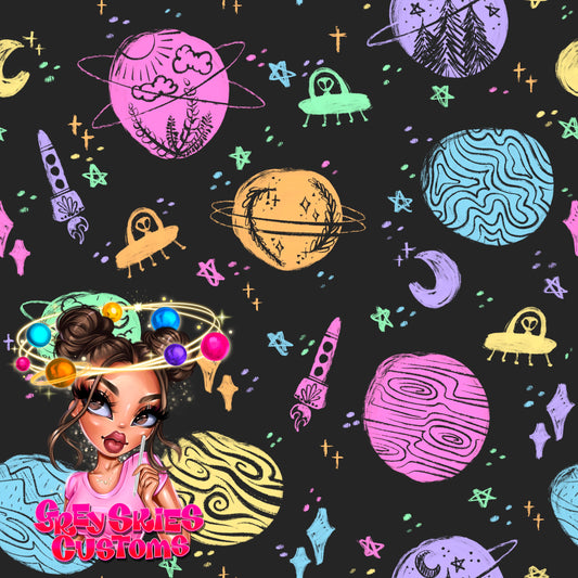 Neon Space Doodle- Grey 🪦