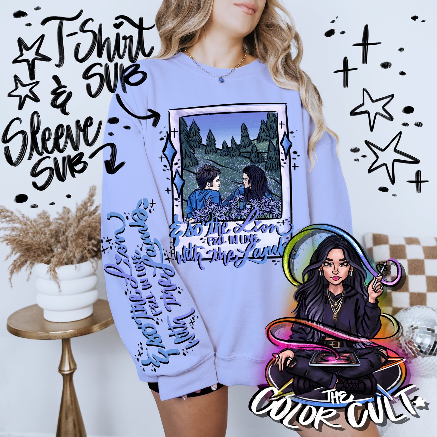 Lion & Lamb T-shirt PNGs- Blue Hue