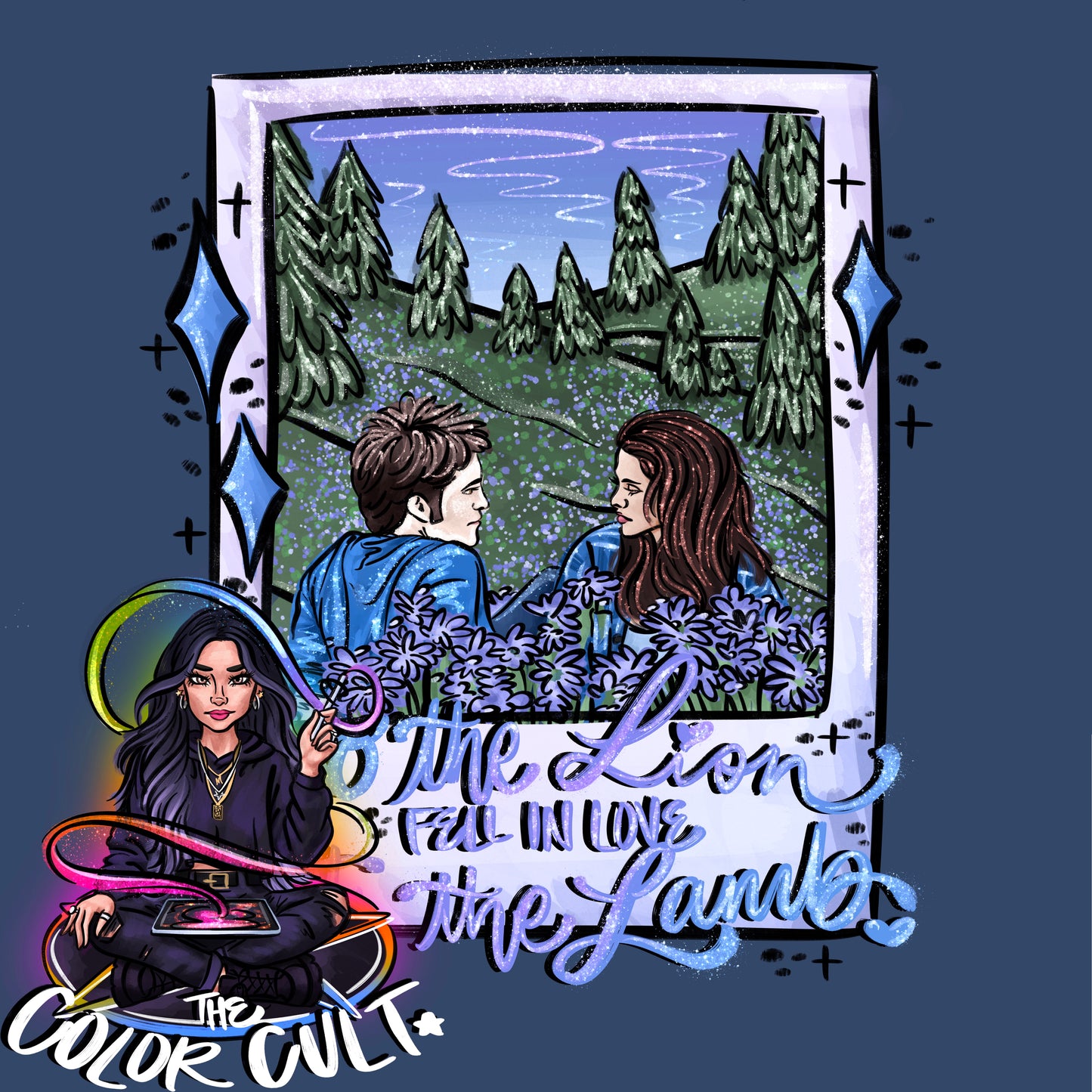 Lion & Lamb T-shirt PNGs- Bright Glitter